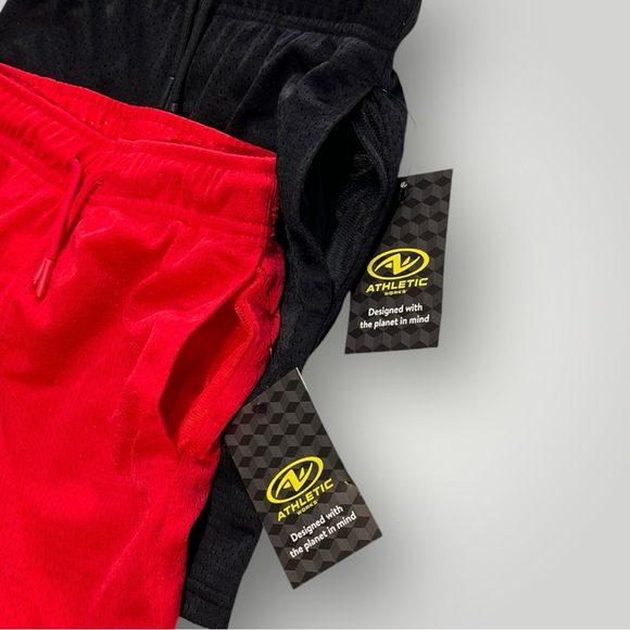 Lot/2 Athletic Works Shorts Black/Red - Picture 5 of 9